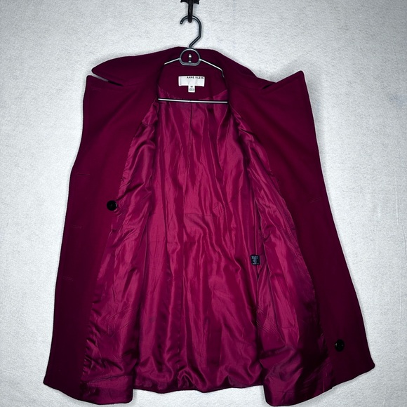 Anne Klein Burgundy Double Breasted PeaCoat Size M - Picture 3 of 5